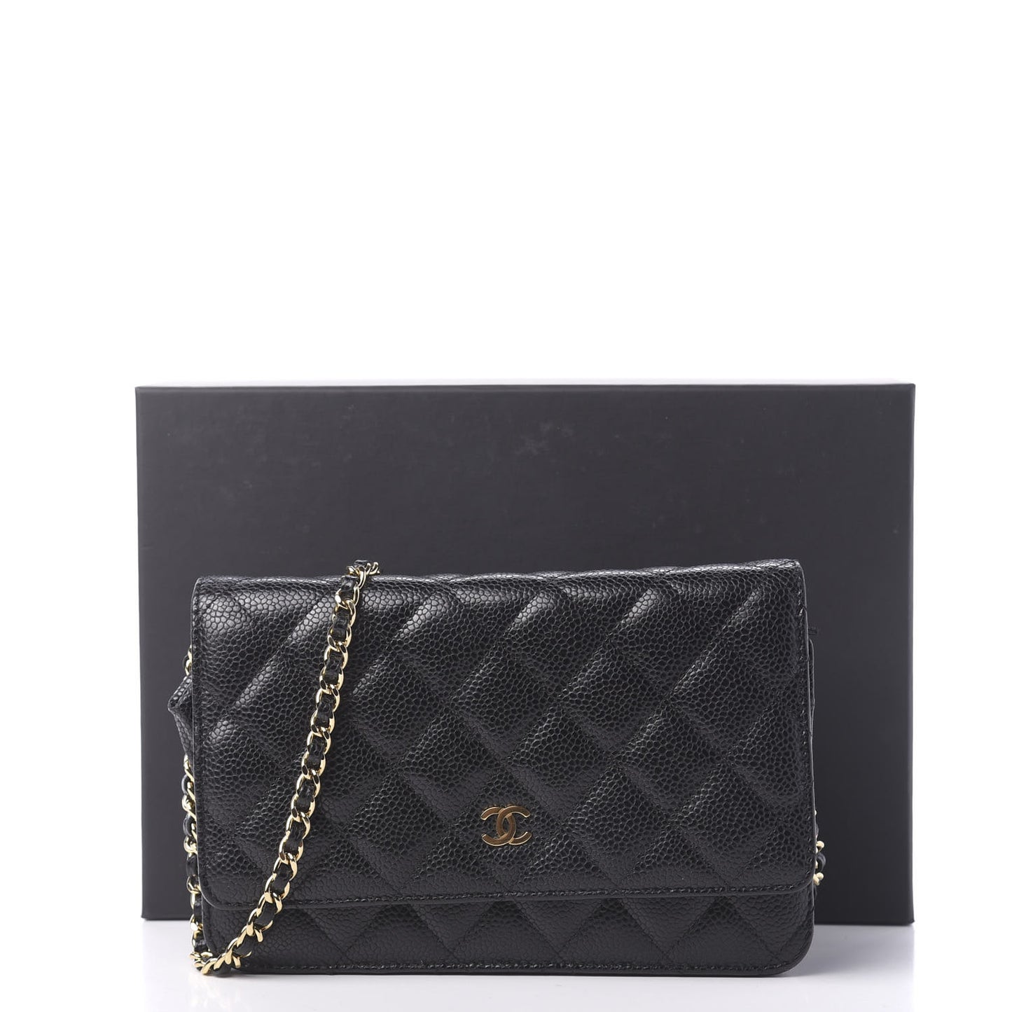 Caviar Quilted Wallet On Chain WOC Black