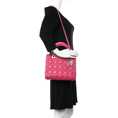 Christian Dior Lambskin Cannage Medium Lady Dior Fuchsia 3 of 10