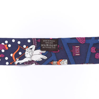 Hermes Silk Les Nouveaux Amoureux de Paris Twilly Marine Violet White 3 of 4