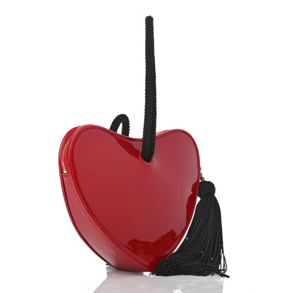 Saint Laurent Patent Sac Coeur Heart Shaped Clutch Red 3 of 10