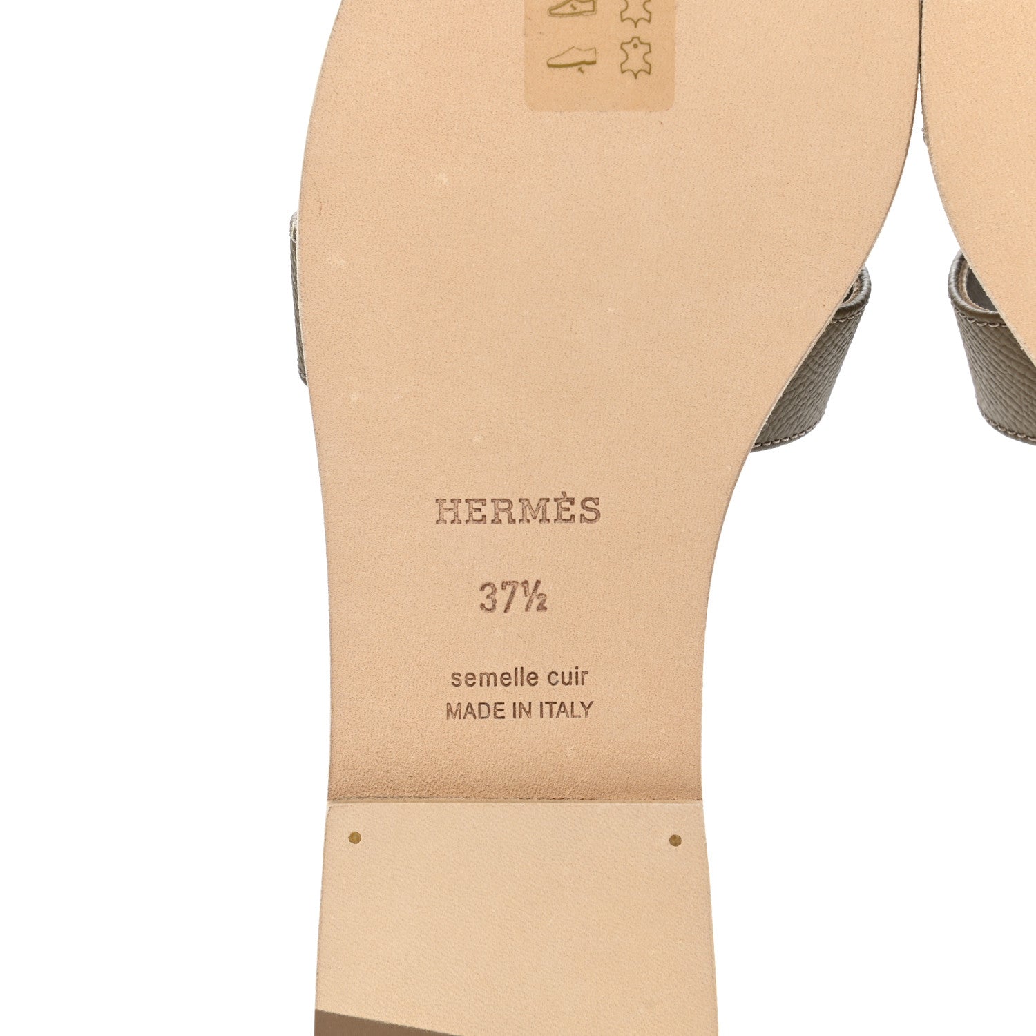 Hermes Epsom Oran Sandals 37.5 Etoupe 6 of 9