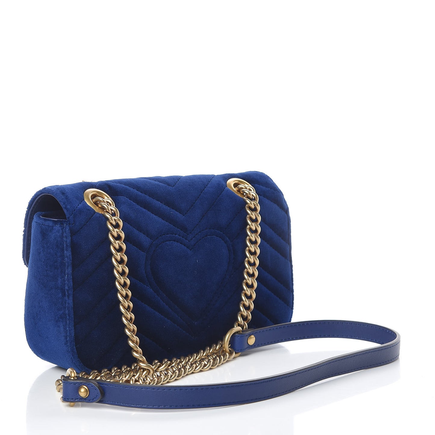 Velvet Matelasse Mini GG Marmont Shoulder Bag Cobalt Blue
