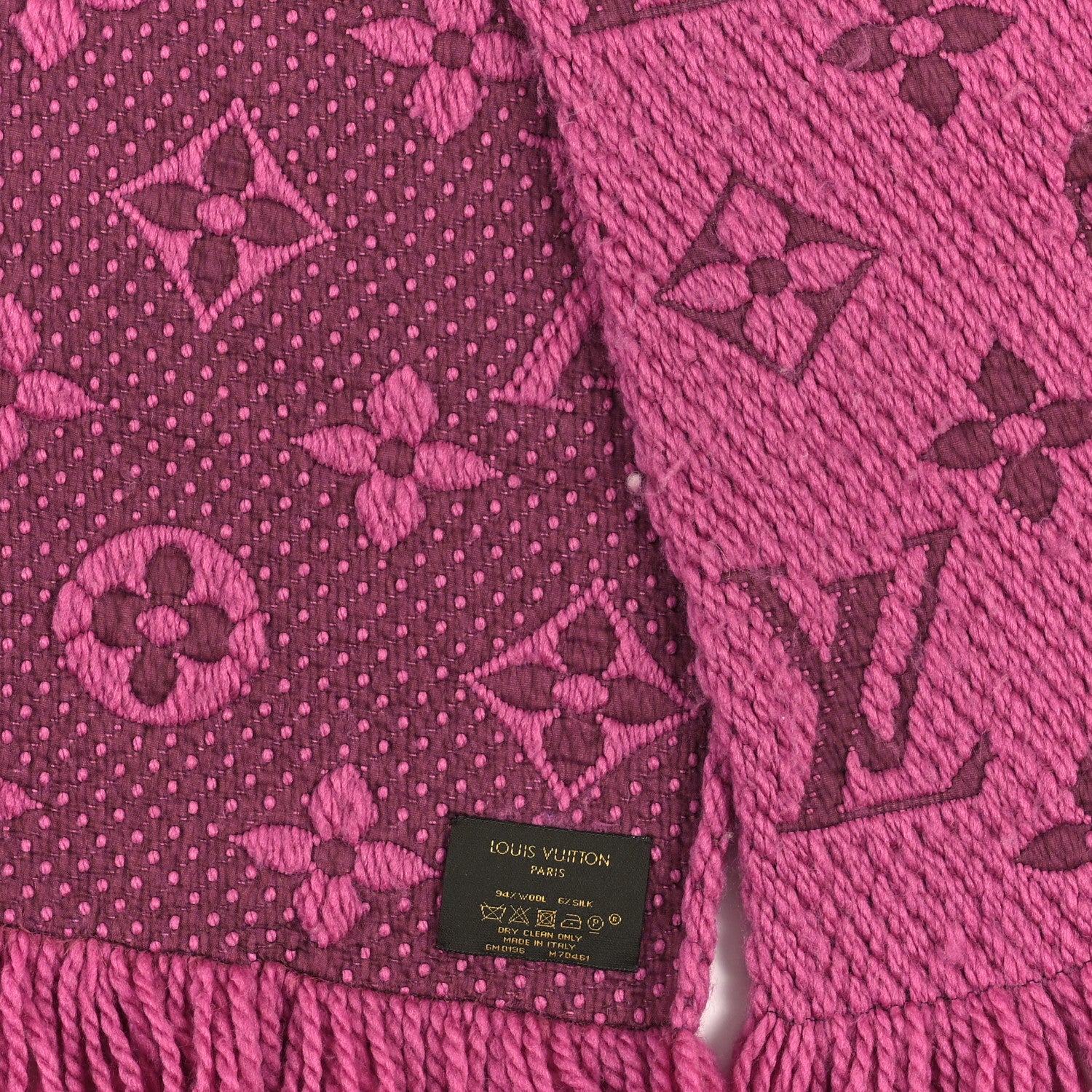 Louis Vuitton Wool Silk Logomania Scarf Pink 3 of 3