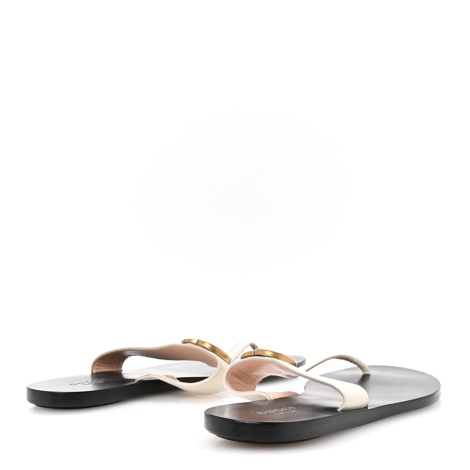Gucci Calfskin GG Marmont Thong Sandals 36.5 Mystic White 5 of 7