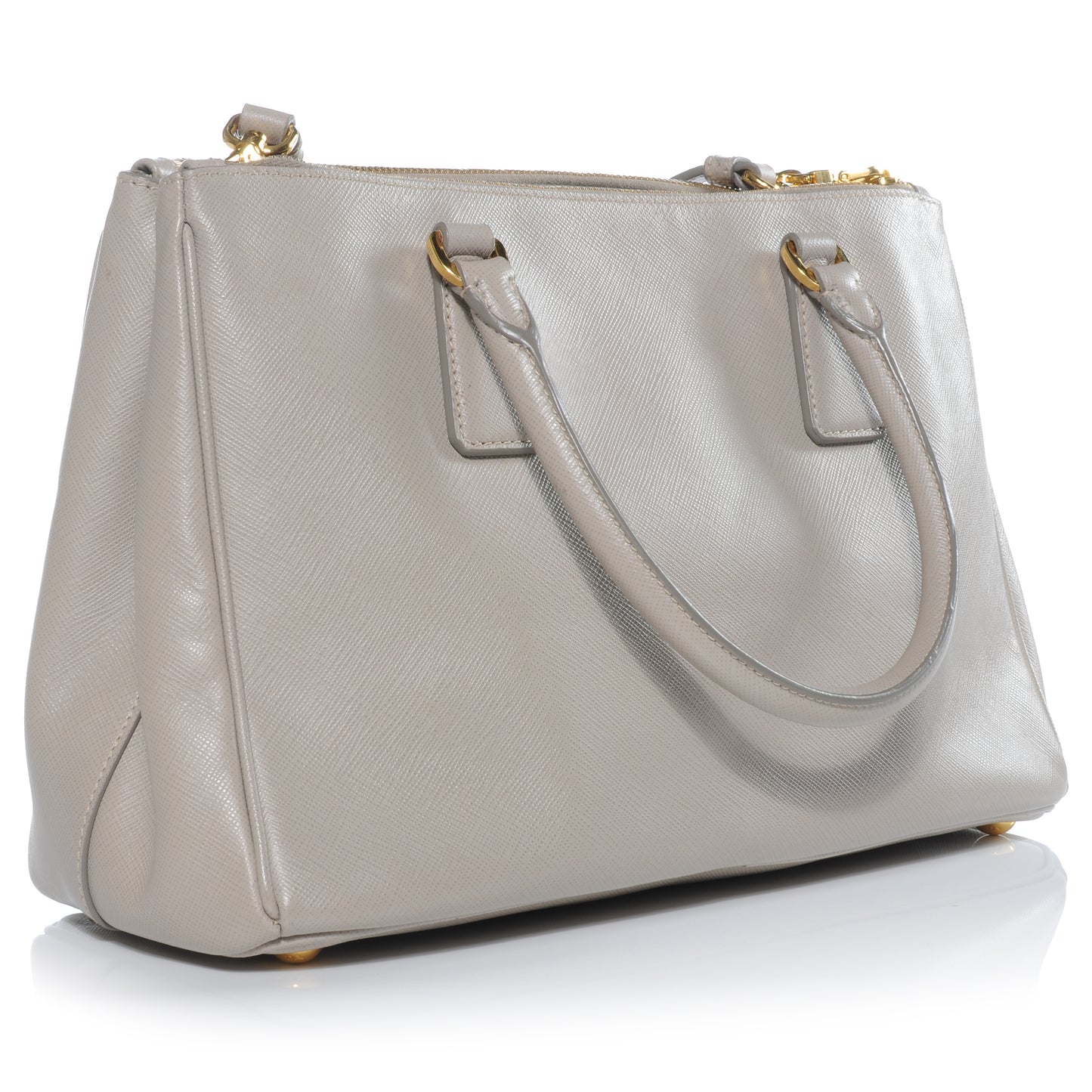 Saffiano Lux Double Zip Tote Pomice
