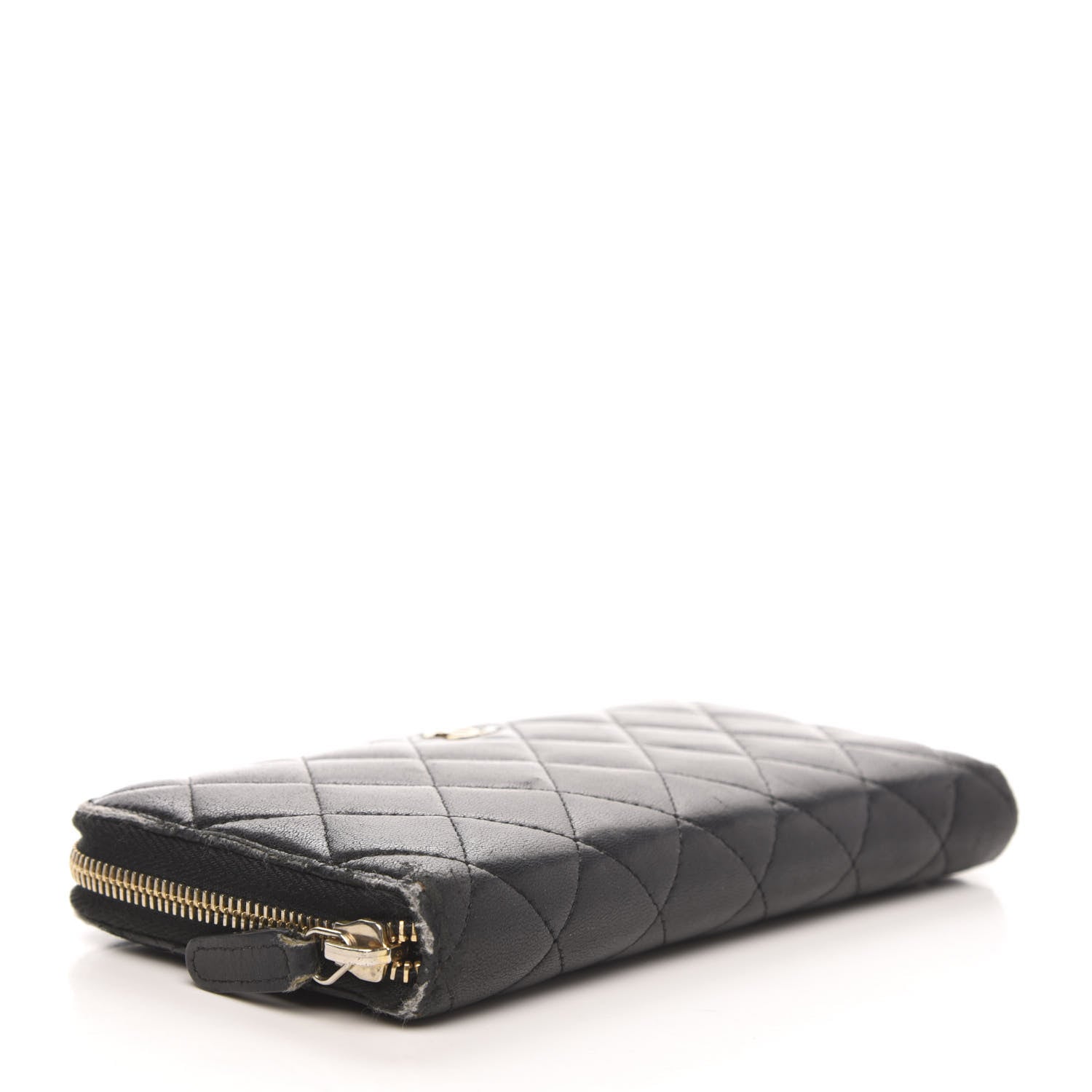 Chanel Lambskin Quilted Large Gusset Zip Around Wallet Black 4 of 15