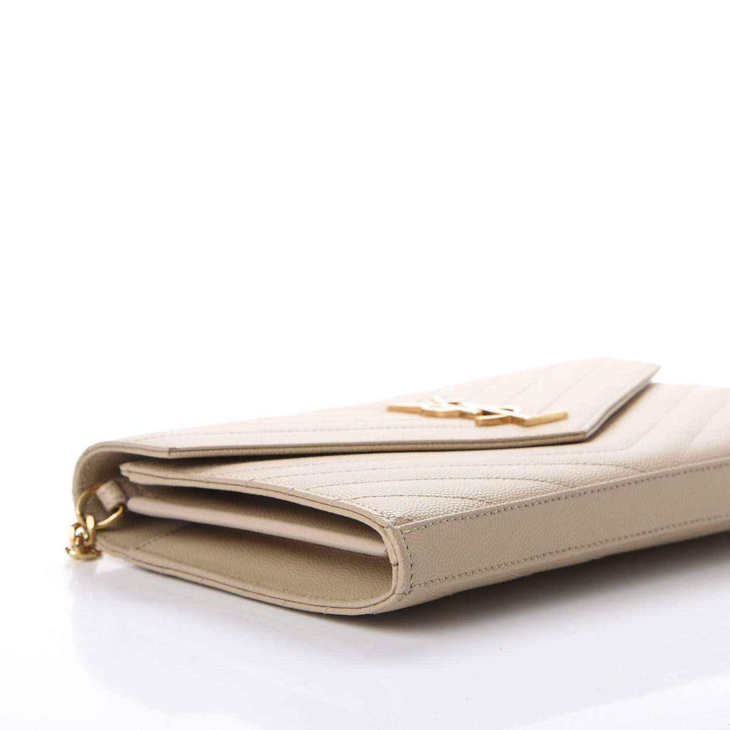 Grain De Poudre Matelasse Chevron Monogram Chain Wallet Nude Powder