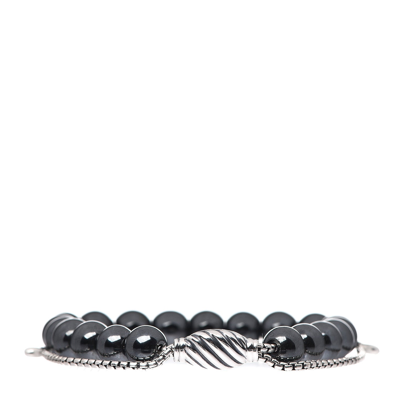 David Yurman Sterling Silver Hematite 8mm Spiritual Beads Adjustable Bracelet 2 of 3