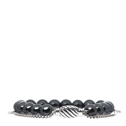 David Yurman Sterling Silver Hematite 8mm Spiritual Beads Adjustable Bracelet 2 of 3