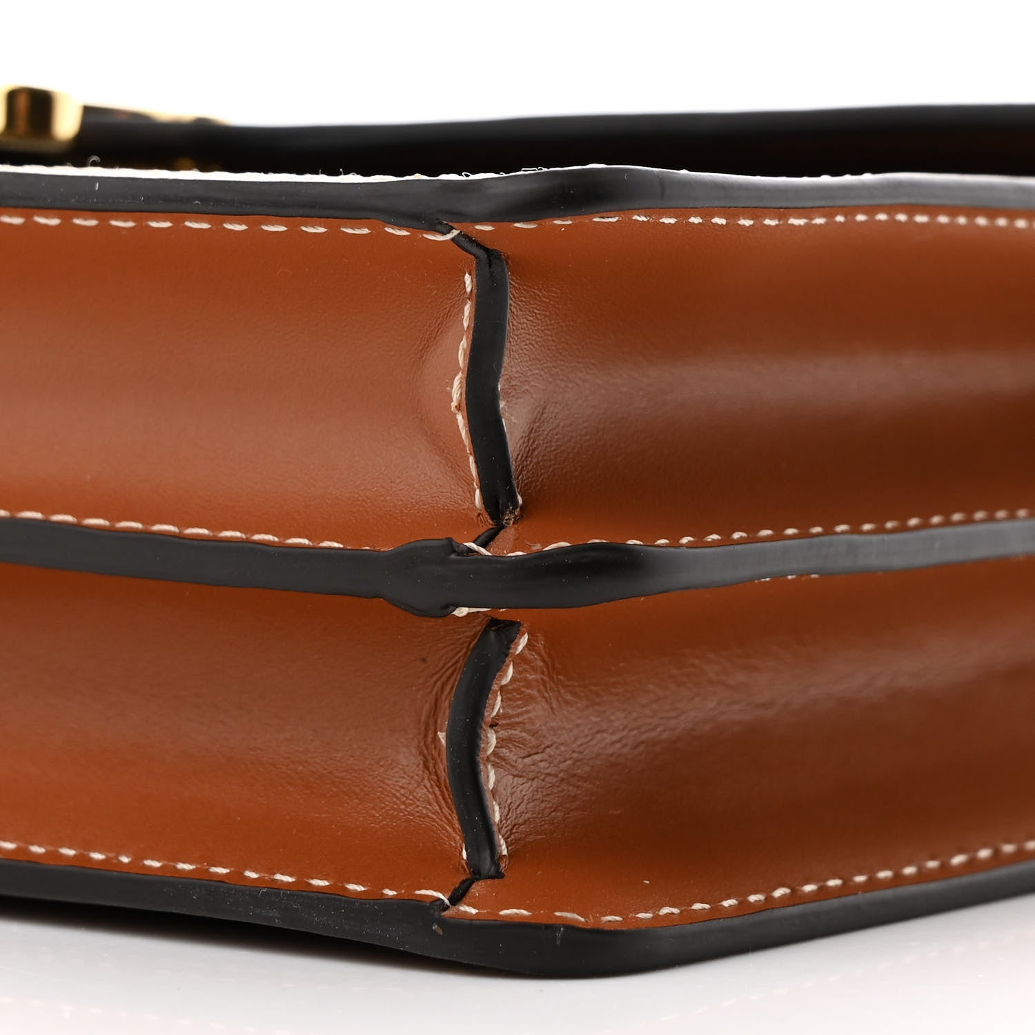 Celine Triomphe Canvas Calfskin Enveloppe Bag Tan 11 of 12