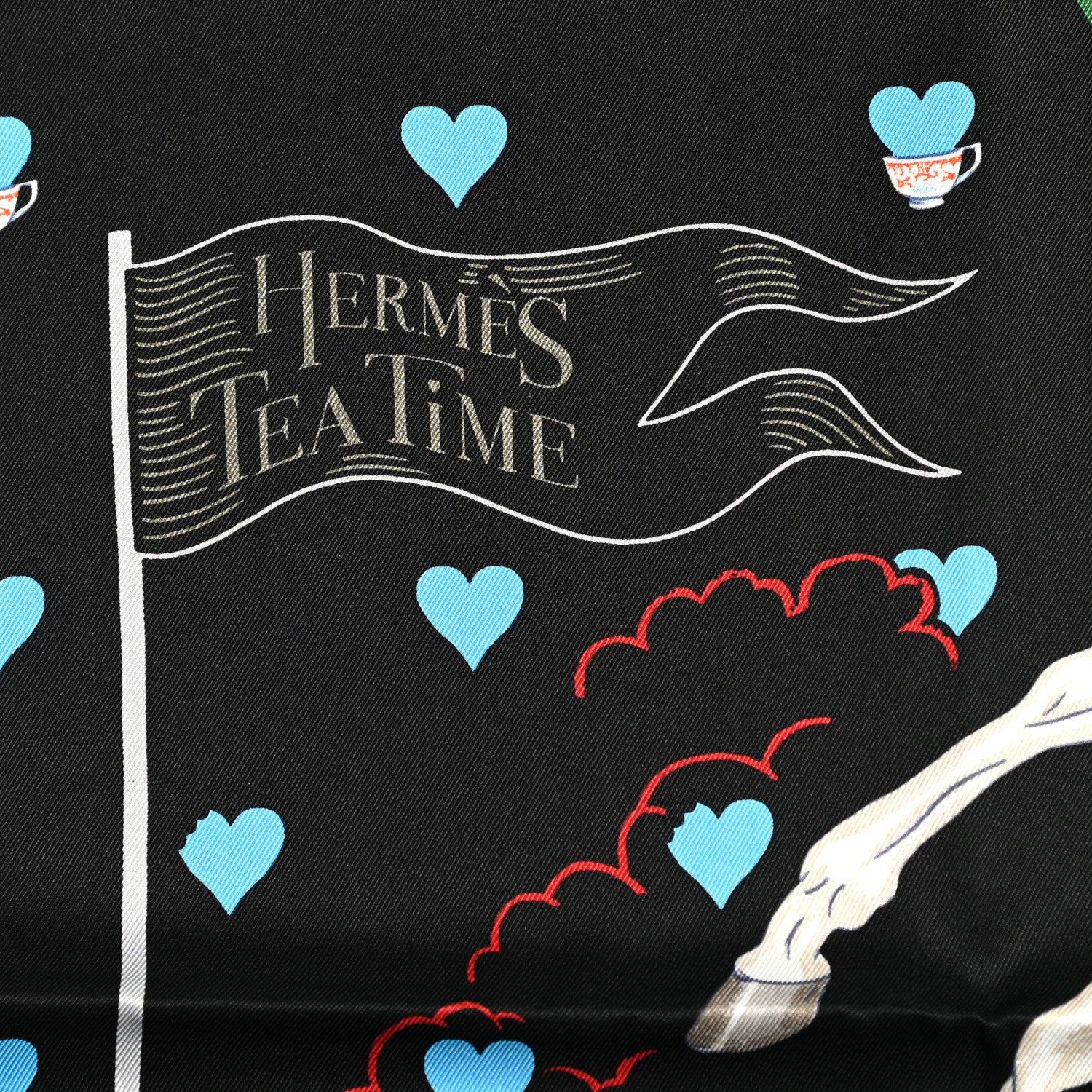 Hermes Silk Tea Time Scarf 70 Black 3 of 6