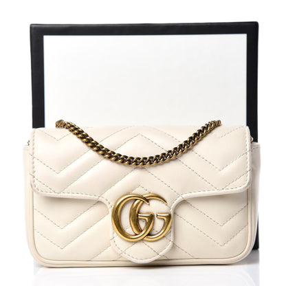 Gucci Calfskin Matelasse Super Mini GG Marmont Shoulder Bag White 14 of 14