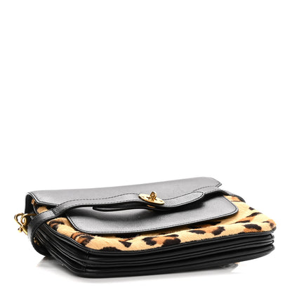 Mulberry Calf Hair Leopard Print Small Classic Belted Bayswater Satchel Black 4 of 11