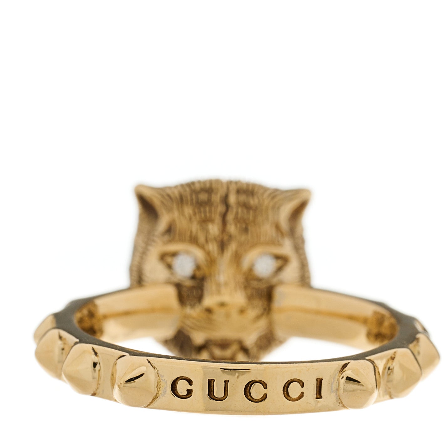 Gucci 18K Yellow Gold Onyx Diamond Le Marche Des Merveilles Feline Ring 49 4.75 3 of 7