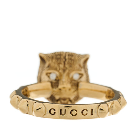 Gucci 18K Yellow Gold Onyx Diamond Le Marche Des Merveilles Feline Ring 49 4.75 3 of 7