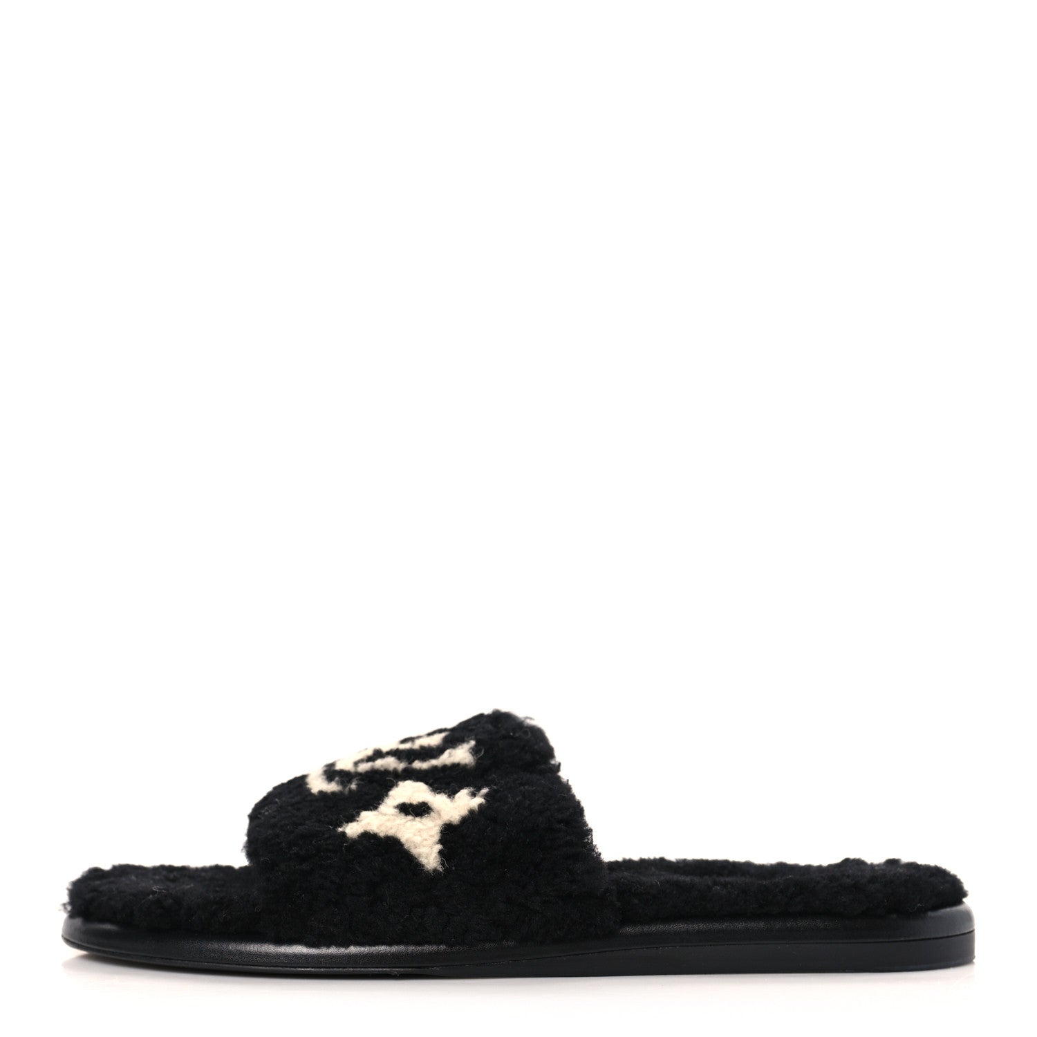 Louis Vuitton Shearling Magnetic Flat Mule 41 Black 1 of 8