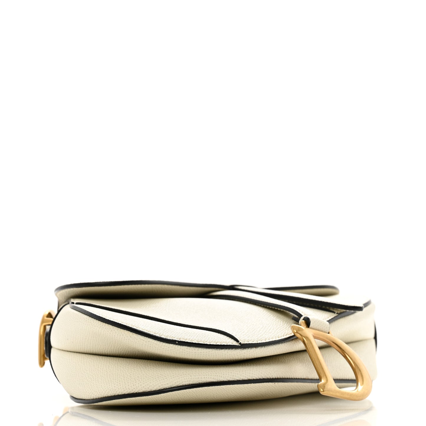 Grained Calfskin Saddle Bag White