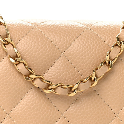 Chanel Caviar Quilted Wallet on Chain WOC Beige 9 of 11