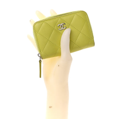 Chanel Lambskin Quilted Zip Coin Purse Yellow 2 of 15