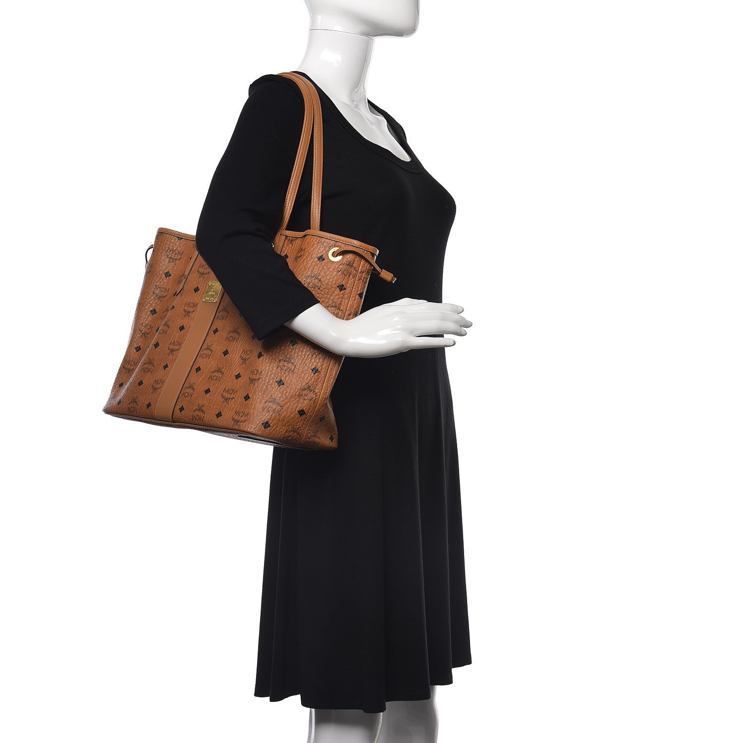 MCM Visetos Medium Liz Reversible Shopper Tote Cognac 2 of 14