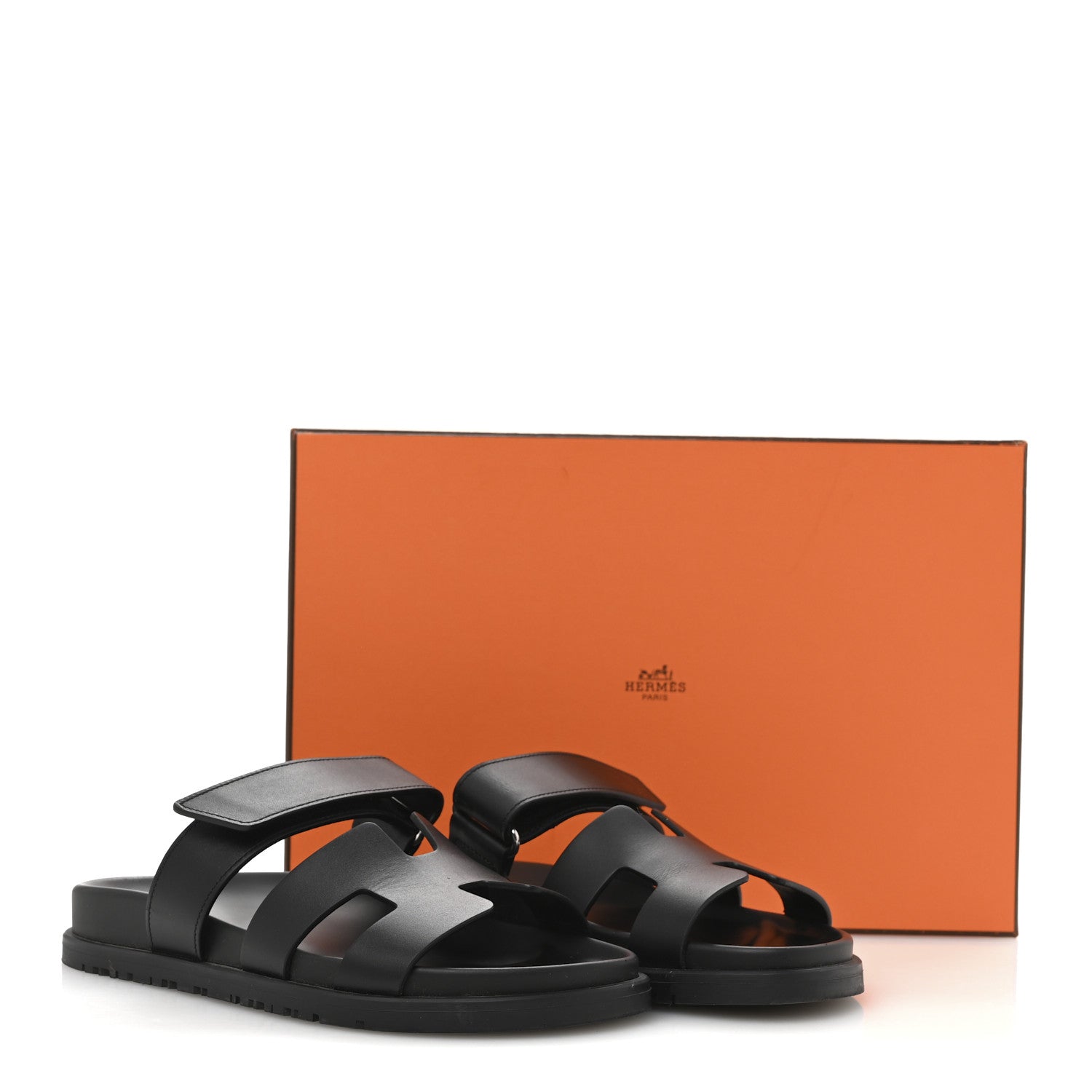 Hermes Calfskin Womens Chypre Sandals 36.5 Black 10 of 10