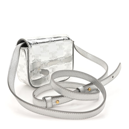 Celine Mirror Calfskin Triomphe Embossed Mini Claude Silver 3 of 11