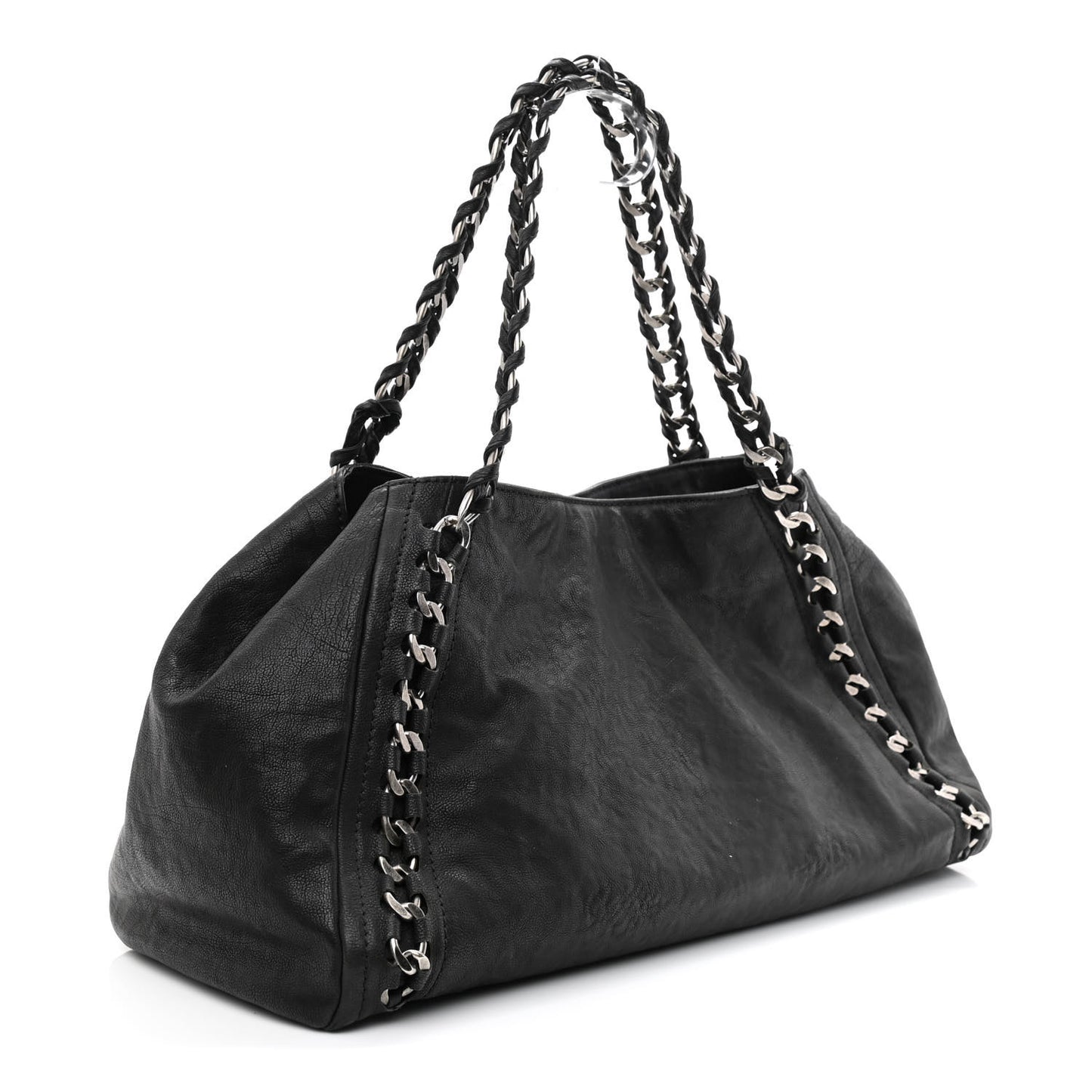 Calfskin East West Modern Chain Tote Black