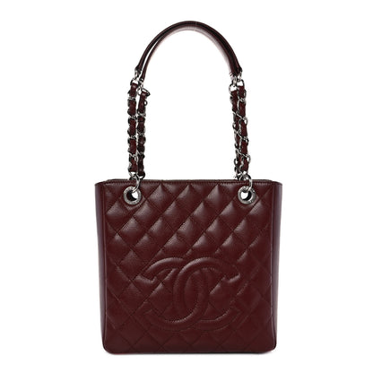 Chanel Caviar Quilted Petit Shopping Tote PST Burgundy 1 of 9