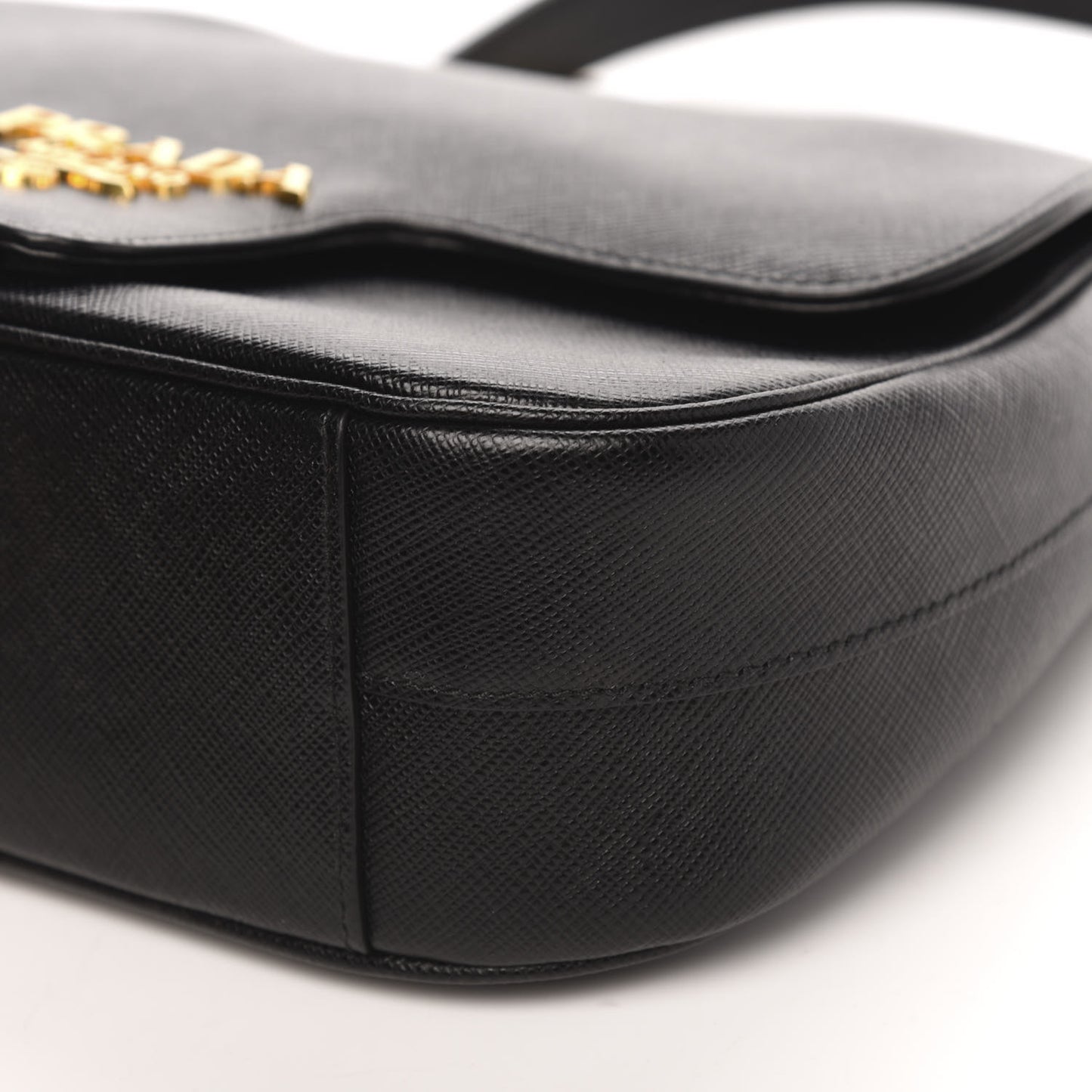 Saffiano Flap Shoulder Bag Black