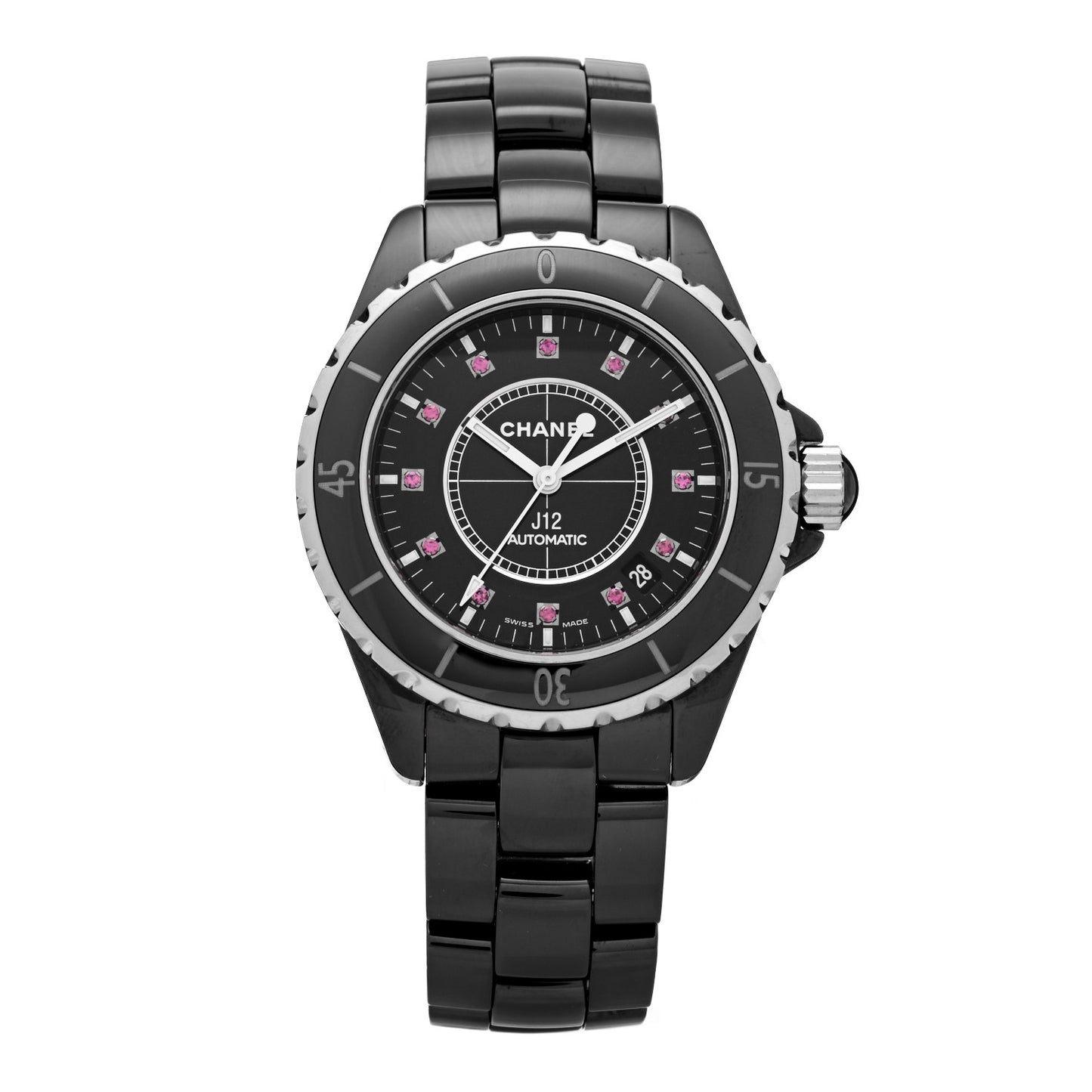 Stainless Steel Ceramic Ruby 38mm J12 Automatic Watch Black