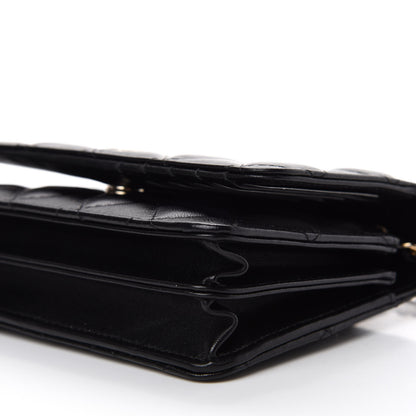 Chanel Lambskin Quilted Mini Camellia Bow Wallet On Chain WOC Black 7 of 11