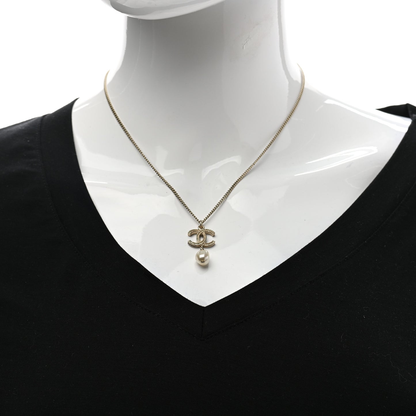 Crystal Twisted CC Drop Necklace Gold