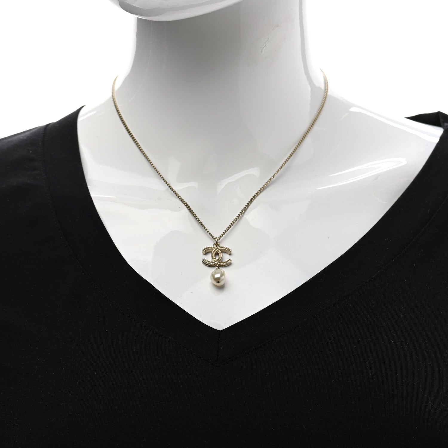 Chanel Crystal Twisted CC Drop Necklace Gold 2 of 6