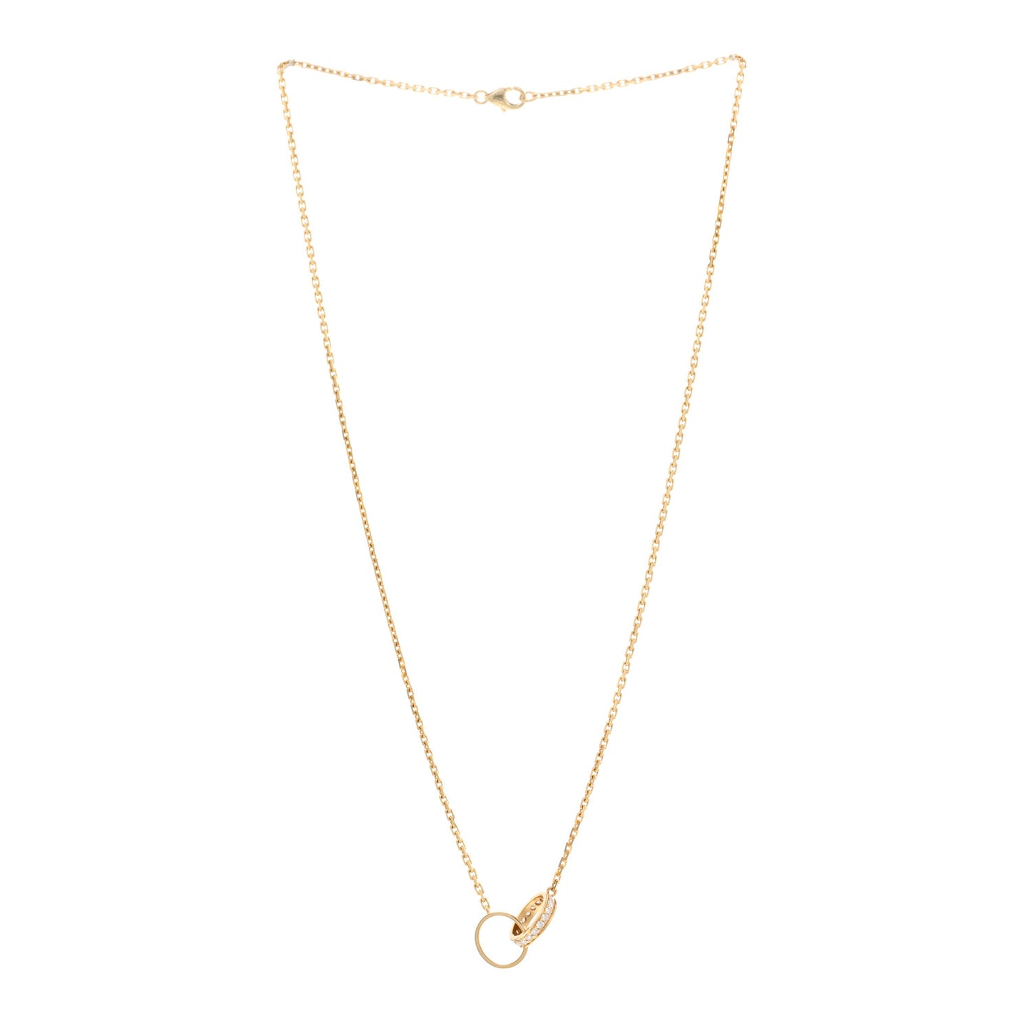 18K Yellow Gold Diamond Interlocking LOVE Necklace
