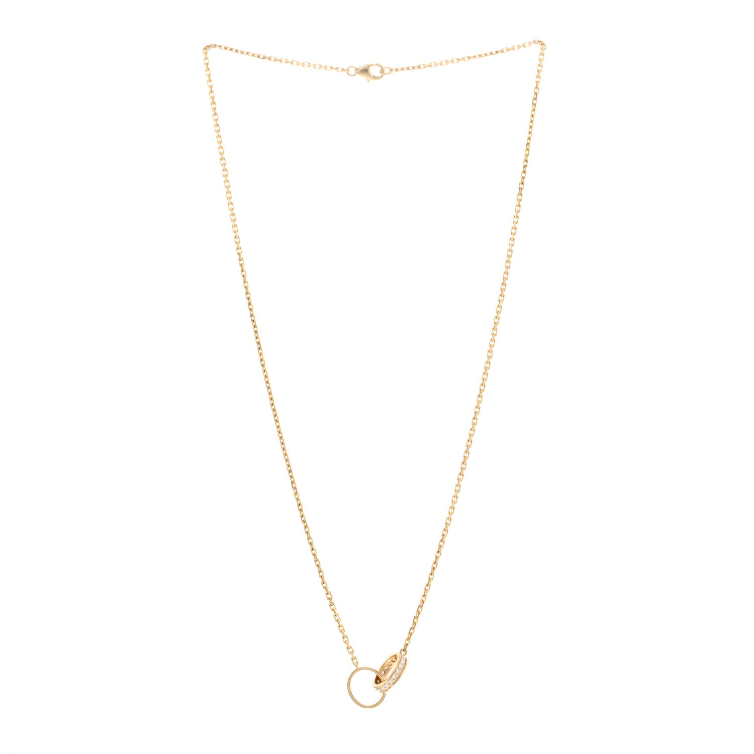 Cartier 18K Yellow Gold Diamond Interlocking LOVE Necklace 3 of 4