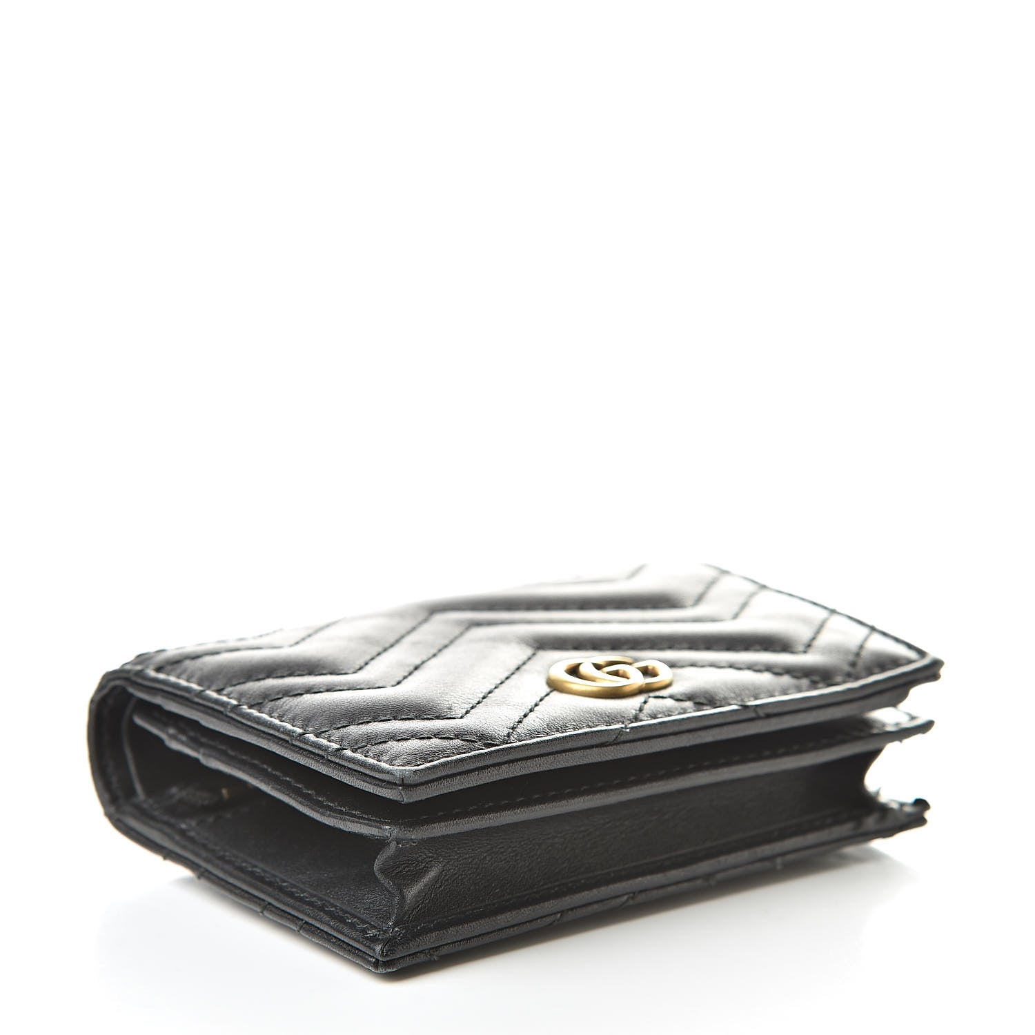Gucci Calfskin Matelasse GG Marmont Card Case Wallet Black 4 of 8
