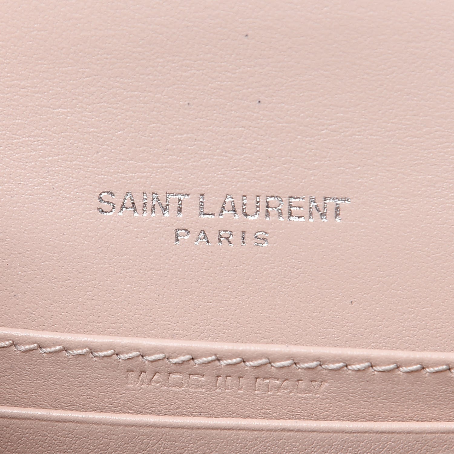 Saint Laurent Calfskin Crocodile Embossed Monogram Sunset Chain Wallet Rose Antic 6 of 9