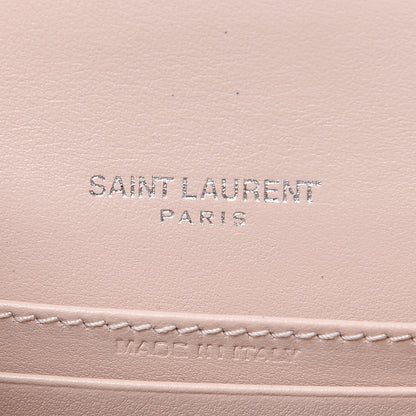 Saint Laurent Calfskin Crocodile Embossed Monogram Sunset Chain Wallet Rose Antic 6 of 9