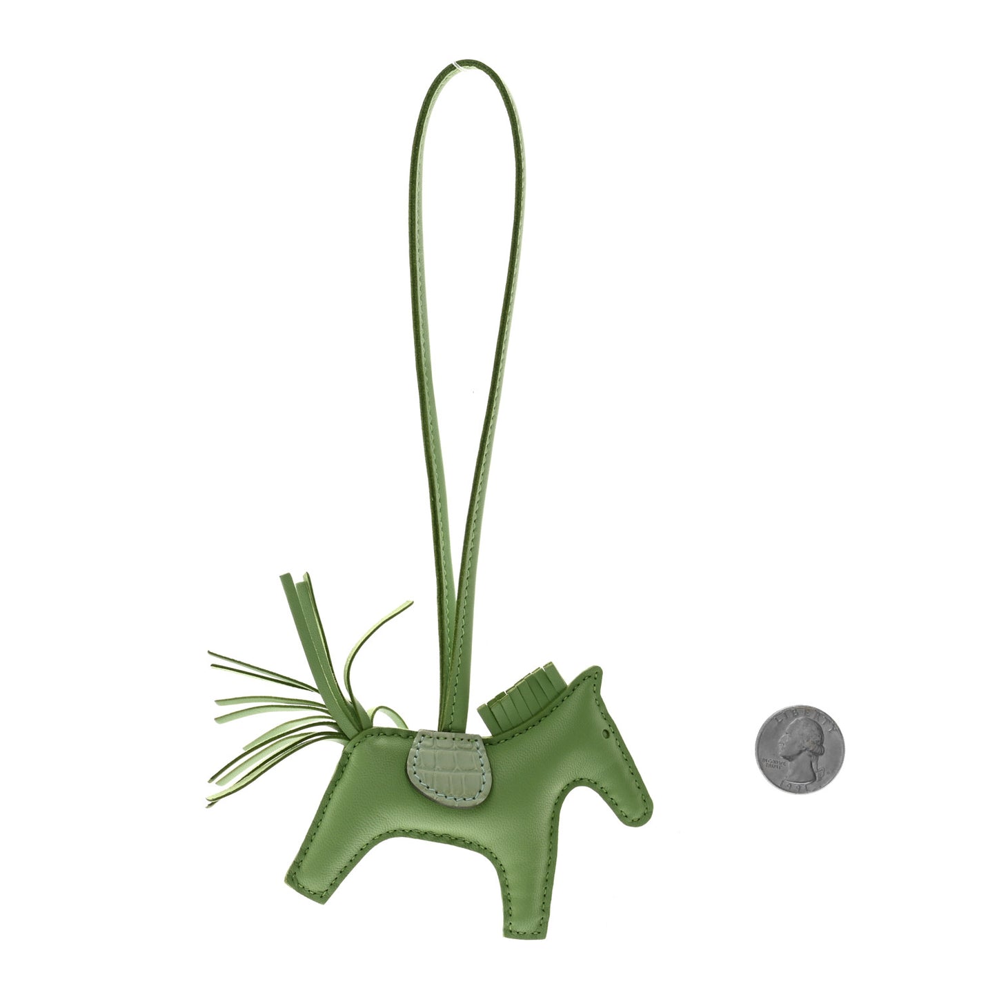 Milo Lambskin Matte Alligator Touch Grigri Rodeo Horse Bag Charm PM Vert Criquet Vert D'eau
