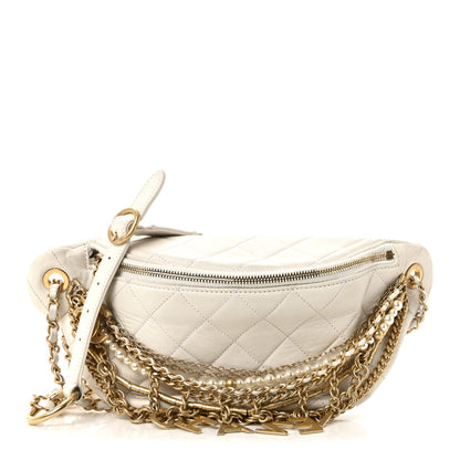 Chanel Lambskin Quilted All About Chains Waist Belt Bag White 1 of 10