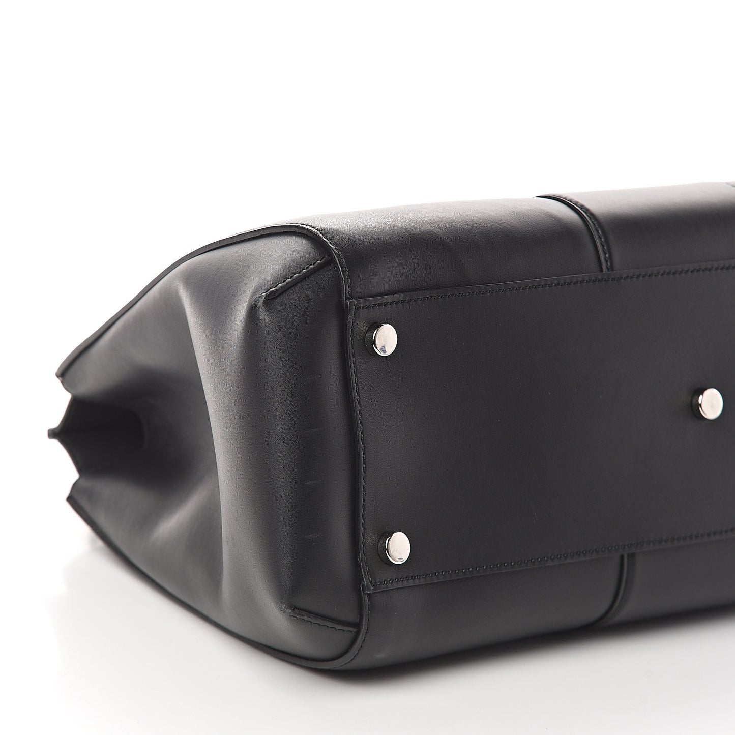 Calfskin Lady Bamboo Top Handle Bag Black