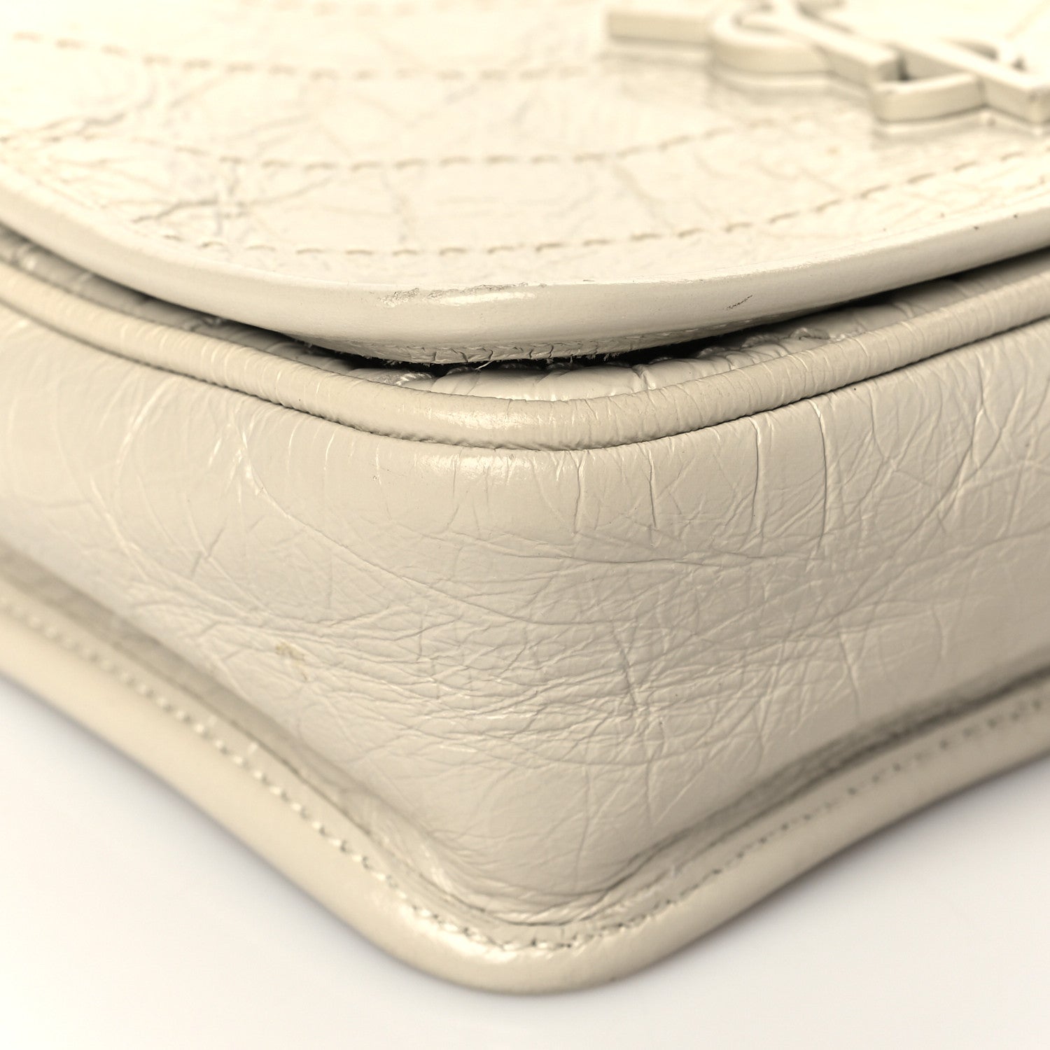Saint Laurent Crinkled Calfskin Matelasse Monogram Niki Chain Wallet Crema Soft 9 of 11