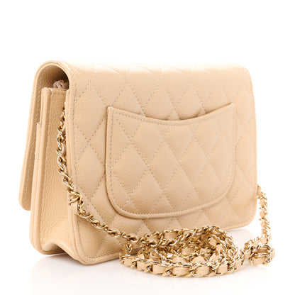 Chanel Caviar Quilted Wallet on Chain WOC Beige 3 of 11