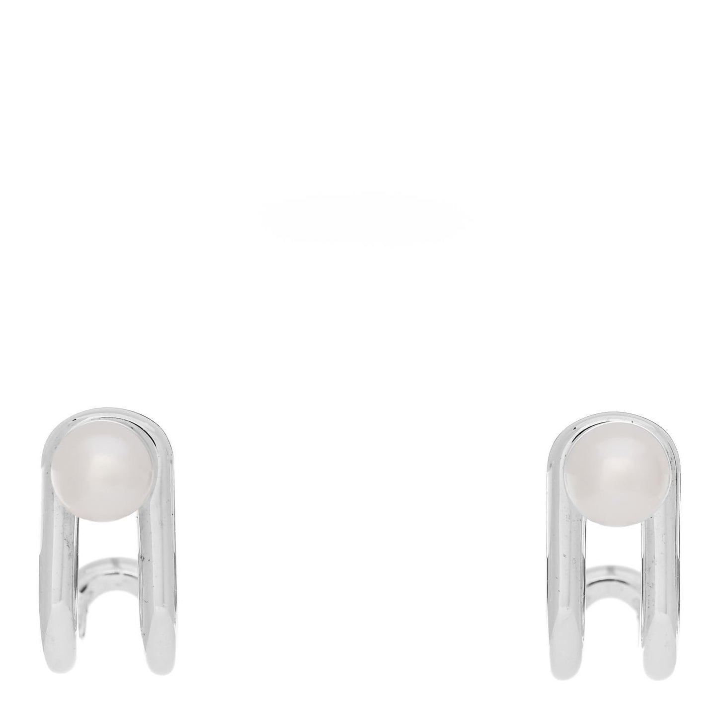Sterling Silver Pearl HardWear Double Hinged Earrings