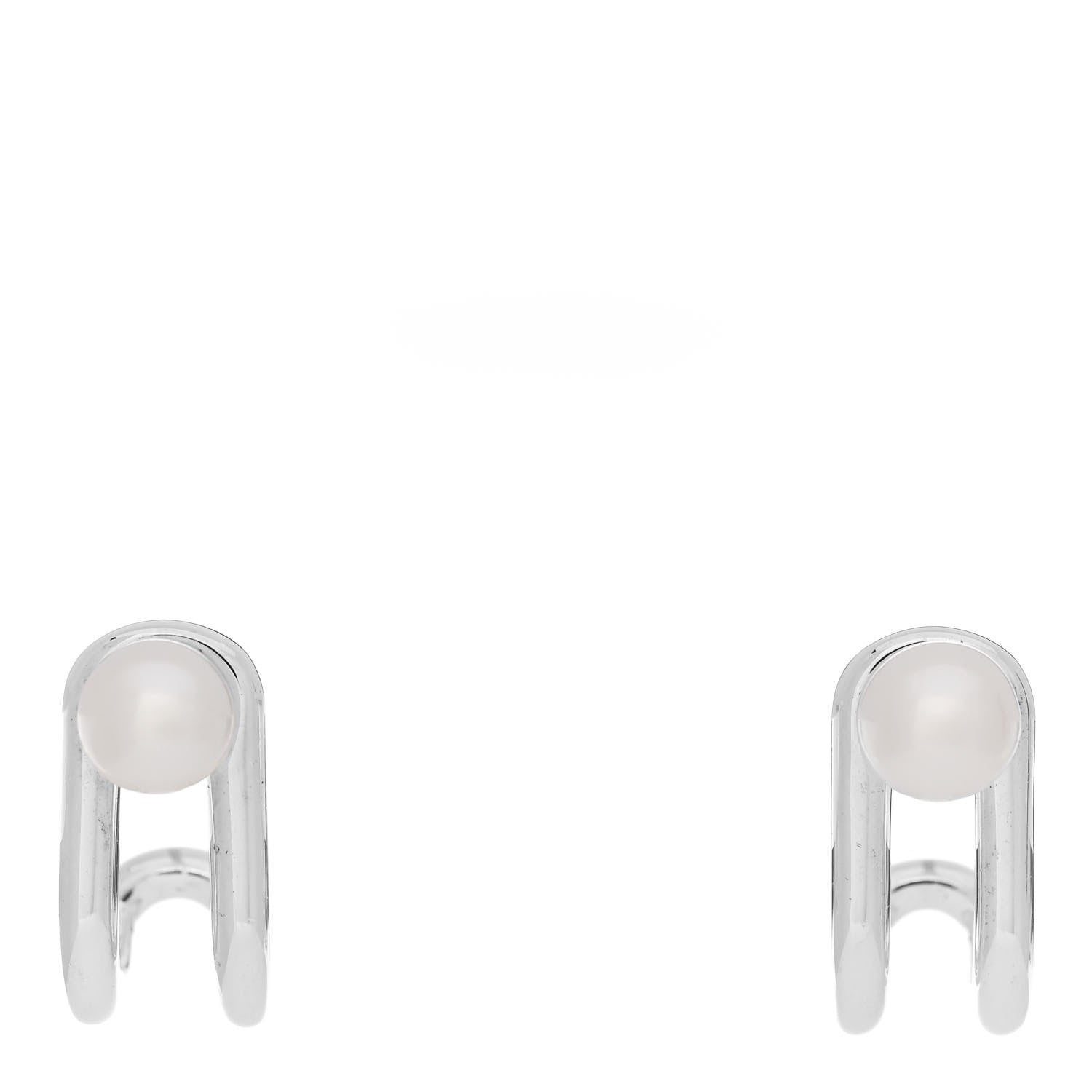 Tiffany Sterling Silver Pearl HardWear Double Hinged Earrings 1 of 6