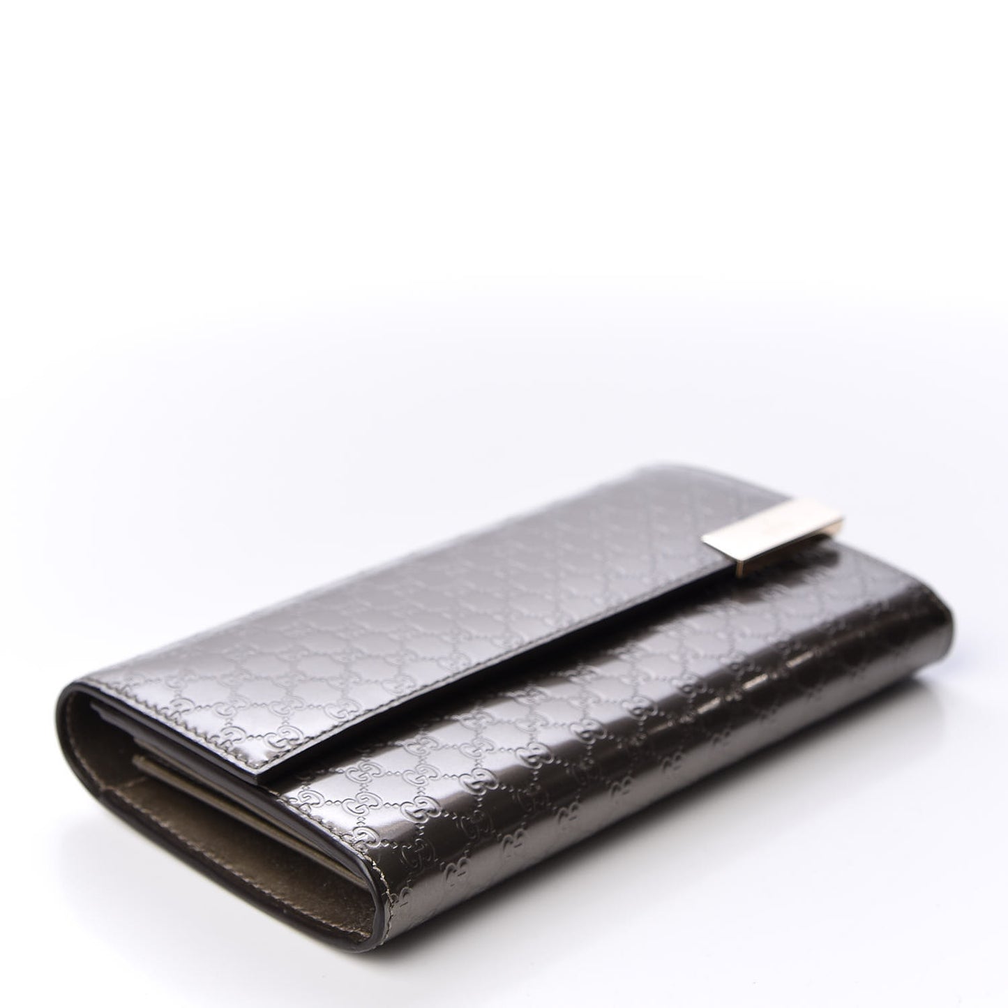 Metallic Microguccissima Dice Continental Flap Wallet Gray