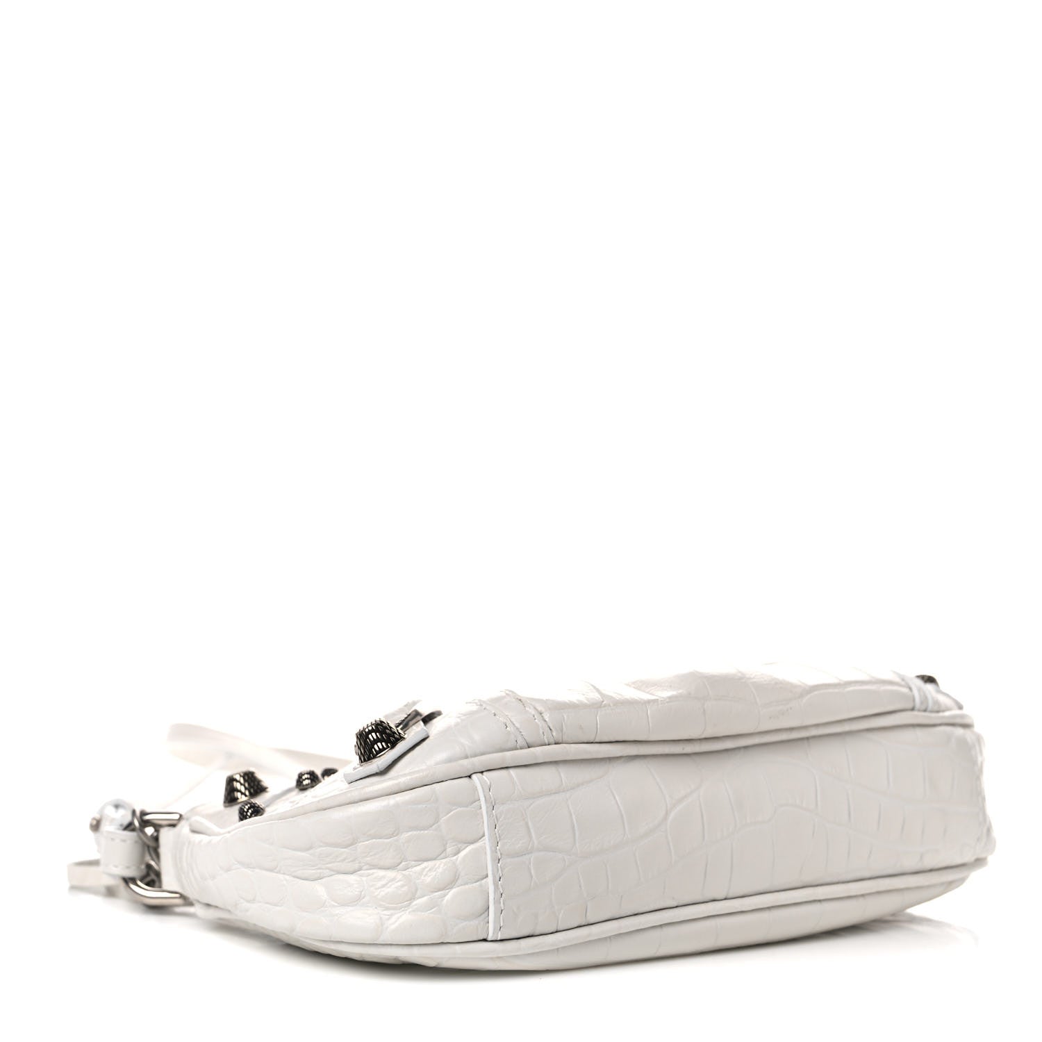 Balenciaga Extra Supple Calfskin Crocodile Embossed Le Cagole Mini Purse With Chain White 4 of 9
