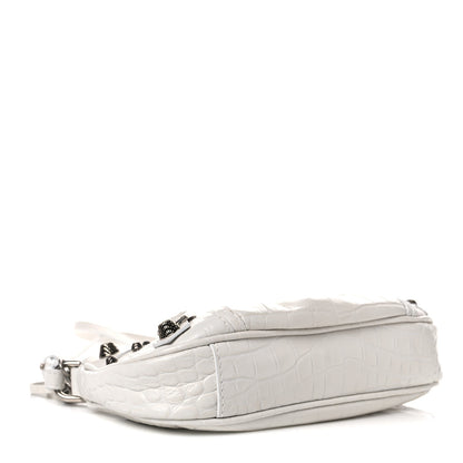 Balenciaga Extra Supple Calfskin Crocodile Embossed Le Cagole Mini Purse With Chain White 4 of 9