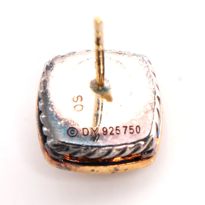 David Yurman Sterling Silver 18K Gold Citrine Sapphire 7mm Petite Albion Earrings 4 of 5