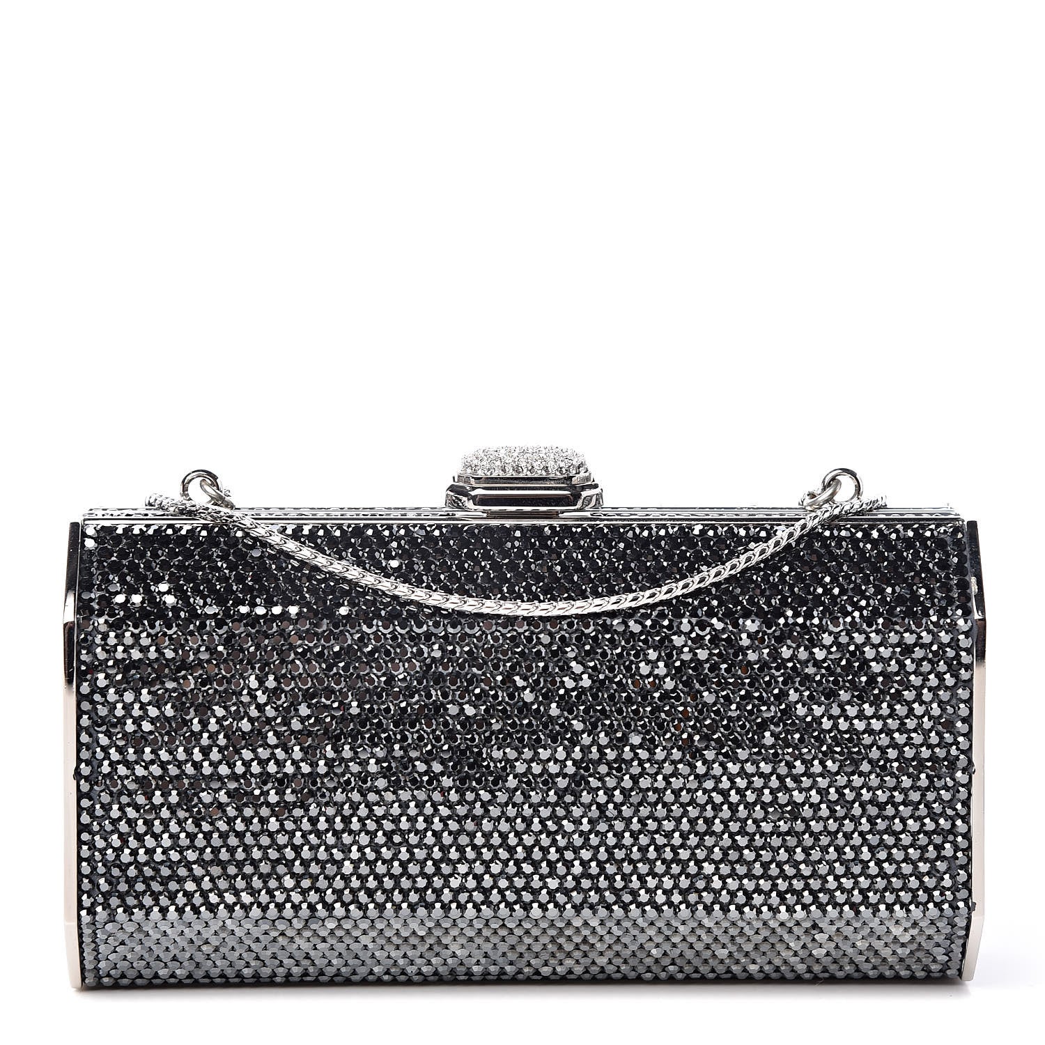 Judith Leiber Swarovski Crystal Minaudiere Clutch Silver 3 of 10